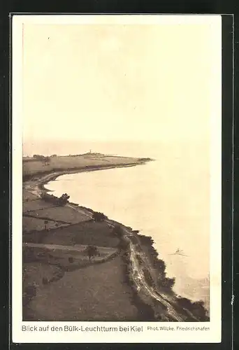 AK Kiel, Landschaftsblick auf den Bülk-Leuchtturm, Blick auf den Strand
