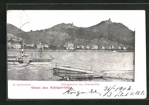 AK Königswinter, Panorama mit Drachenfels