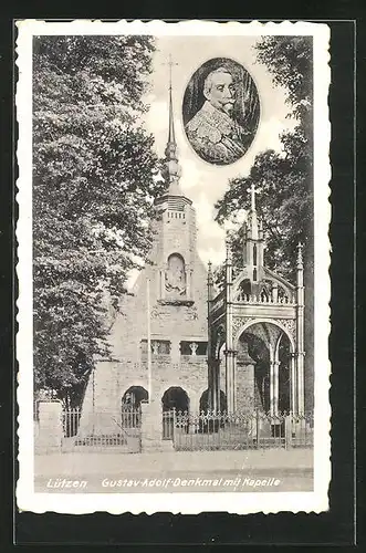 AK Lützen, Gustav-Adolf-Denkmal mit Kapelle