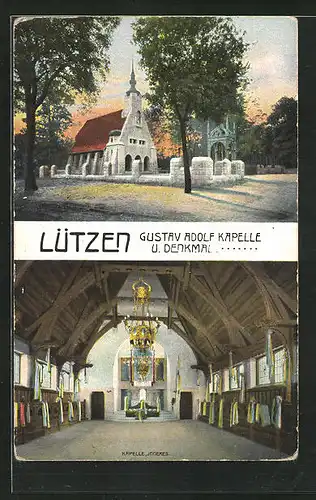 AK Lützen, Gustav Adolf Kapelle und Denkmal
