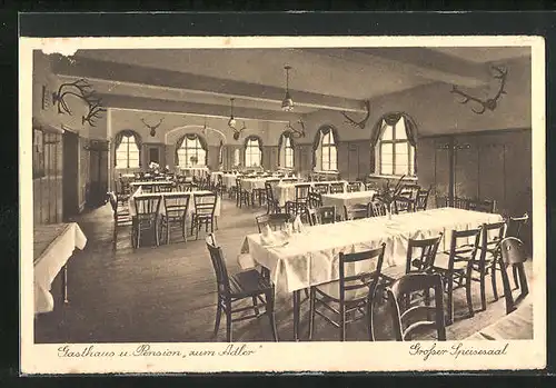 AK Waldkatzenbach / Odenwald, Gasthaus & Pension Zum Adler, Innenansicht vom Speiseraum