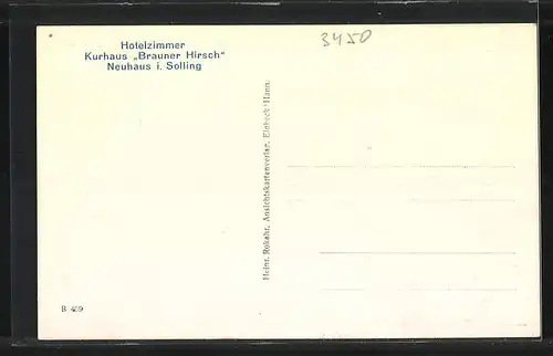 AK Neuhaus / Solling, Hotel Kurhaus Brauner Hirsch mit Innenansicht vom Speiseraum