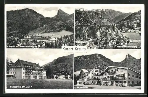 AK Kreuth, Sanatorium Dr. May, Hotel Post, Gesamtansichten