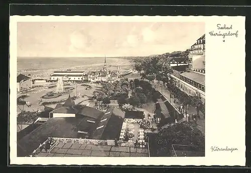 AK Heringsdorf, Blick von der Anhöhe auf Strand & Hotels