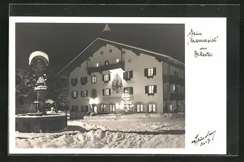 AK Mayrhofen /Zillerthal, Gasthof Kammerwirt bei Nacht