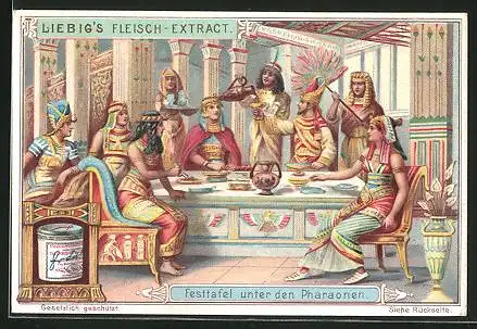 Sammelbild Liebig, Festtafel unter den Pharaonen