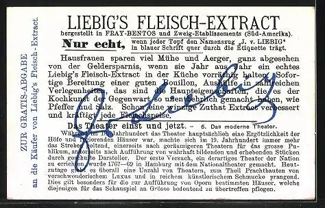 Sammelbild Liebig, Serie: Das Theater einst und jetzt, Bild 6, das moderne Theater