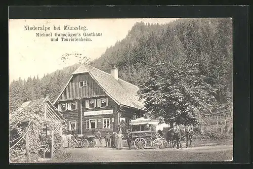 AK Niederalpe b. Mürzsteg, Michael Gamsjäger` Gasthaus & Touristenhaus