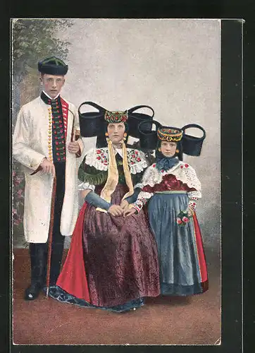 AK Familie in Volkstracht Schaumburg-Lippe