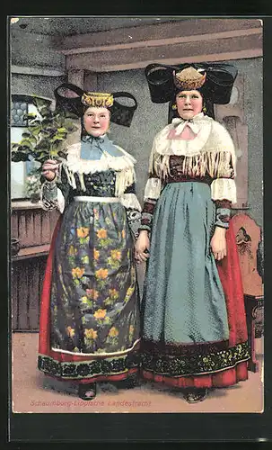 AK Zwei hübsche Damen in Landestracht Schaumburg-Lippe