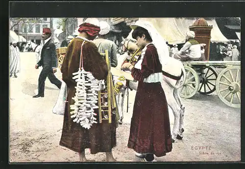 AK Egypte, Scéne de rue, arabischer Strassenverkäufer