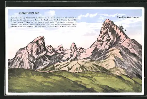 AK Berchtesgaden, Familie Watzmann, Berg mit Gesicht / Berggesichter