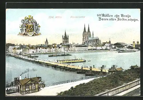AK Köln, Panorama am Rhein