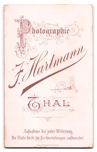 Fotografie F. Hartmann, Thal, bürgerliche Dame mit krausen Haaren