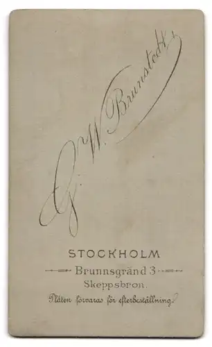 Fotografie G. W. Brunstedt, Stockholm, Brunnsgränd 3, nette Bürgerliche sanft lächelnd