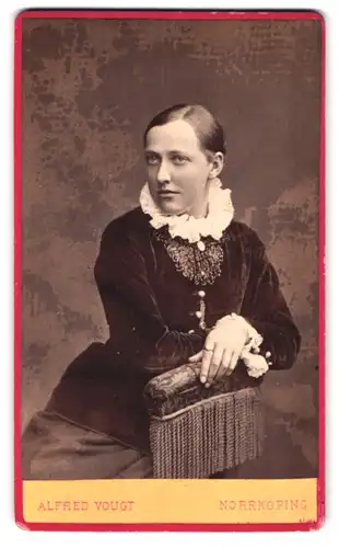 Fotografie Alfred Vougt, Norrköping, Portrait junge Dame in hübscher Kleidung