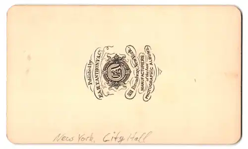 Fotografie E. & H. Tanthony & co., New York, Broadway 591, Ansicht New York City, Blick auf die City Hall, Rathhaus