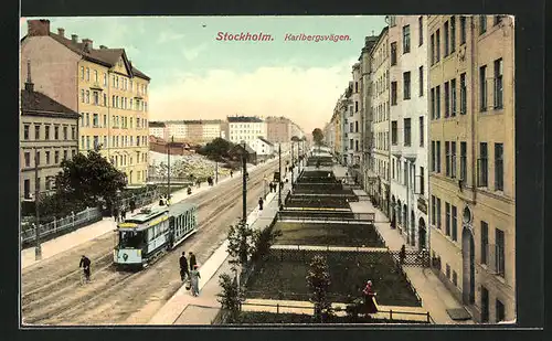 AK Stockholm, Karlbergsvägen mit Strassenbahn