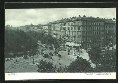 AK Wien, Strassenbahn auf dem Kaiser Wilhelmring