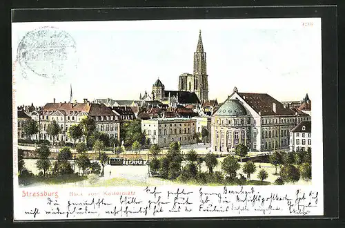 AK Strassburg, Blick vom Kaiserplatz mit Strassenbahn