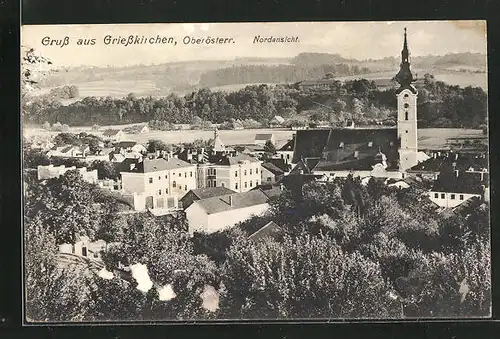 AK Griesskirchen, Teilansicht mit Kirche von Norden