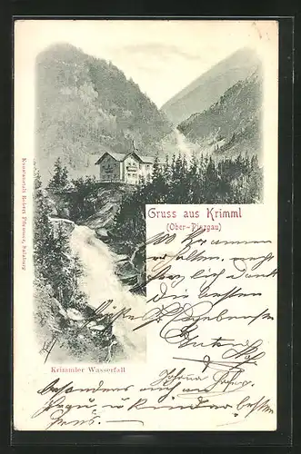 Künstler-AK Franz Kulstrunk: Krimml /Oberpinzgau, Gebäude am Krimmler Wasserfall