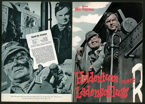 Filmprogramm Unser Haus-Programm, Heldentum nach Ladenschluss - Captain Fox, H. Juhnke, W. Wahl, Regie: Eric Ode