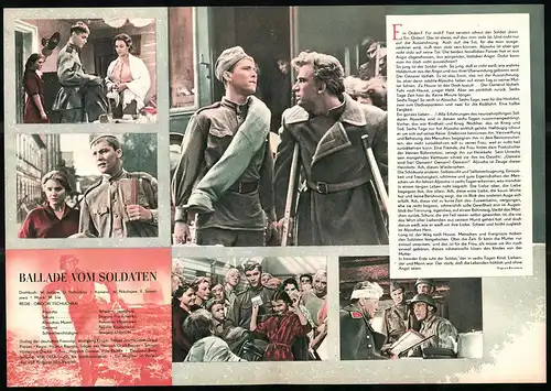 Filmprogramm PFP Nr. 71 /60, Ballade vom Soldaten, W. Iwaschow, S. Prochorenko, Regie: Grigori Tschuchrai