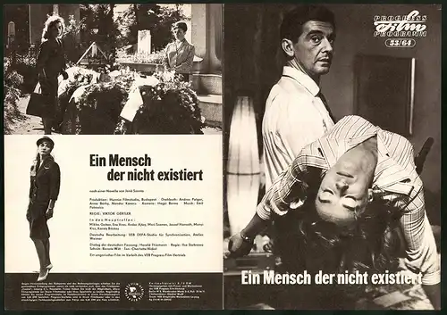 Filmprogramm PFP Nr. 53 /64, Ein Mensch der nicht existiert, Miklos Gabor, Eva Vass, Regie: Viktor Gertler