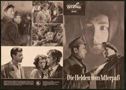 Filmprogramm PFP Nr. 51 /61, Die Helden vom Adlerpass, Naim Frasheri, Arben Ashiku, Regie: Juro Oserow