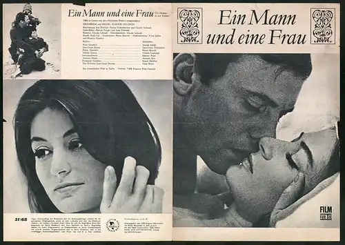 Filmprogramm Film für Sie Nr. 51 /68, Ein Mann und ein Frau, Anouk Aimée, Pierre Barouh, Regie: Claude Lelouch