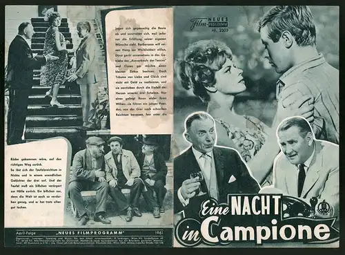 Filmprogramm NFP Nr. 2303, Eine Nacht in Campione, Max Haufler, Ruedi Walter, Regie: Kurt Früh
