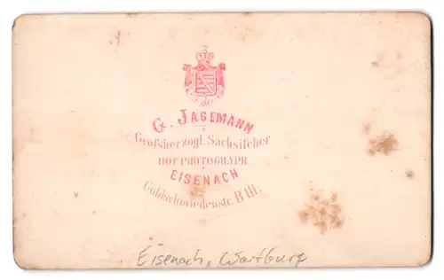 Fotografie G. Jagermann, Eisenach, Goldschmiedenstr. B 111, Ansicht Eisenach, Blick auf die Wartburg