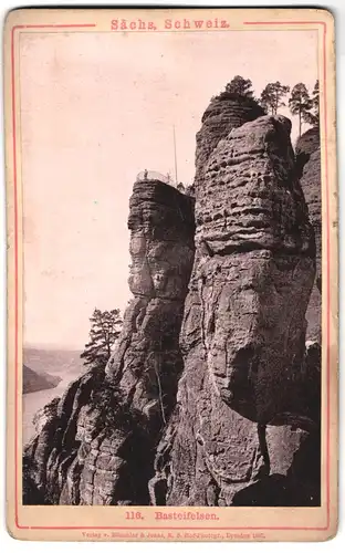 Fotografie Römmler & Jonas, Dresden, Ansicht Bastei, Basteifelsen mit Aussichtsplattform