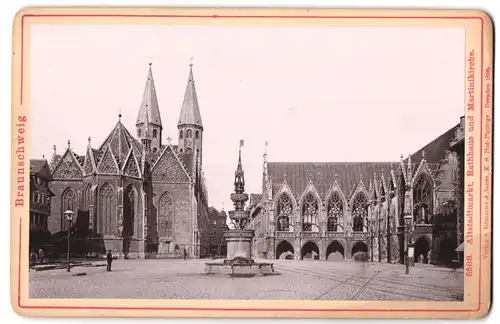 Fotografie Römmler & Jonas, Dresden, Ansicht Braunschweig, Altstadtmarkt mit Rathhaus und Martinikirche