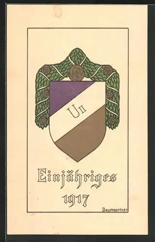 AK Einjähriges U II 1917, Studentenwappen