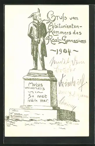 AK Abiturienten-Kommers des Real-Gymnasiums 1904, Absolvia, Esels-Denkmal