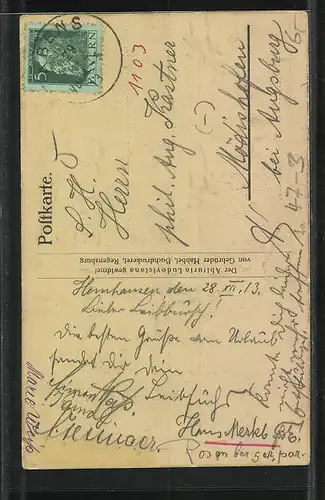 Künstler-AK Abituria Ludoviciana 1914, Schöne Schülerin und Studenten-Putto
