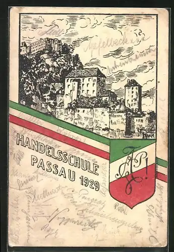 AK Passau, Handelsschule 1929, Studentenwappen