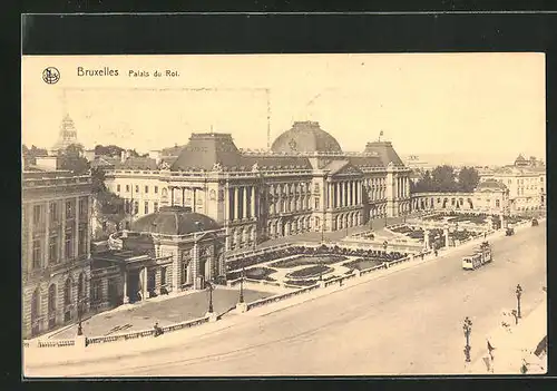 AK Bruxelles, Palais du Roi, Strassenbahn