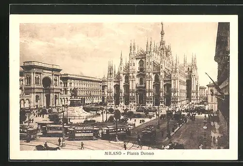 AK Milano, Piazza Duomo, Strassenbahn