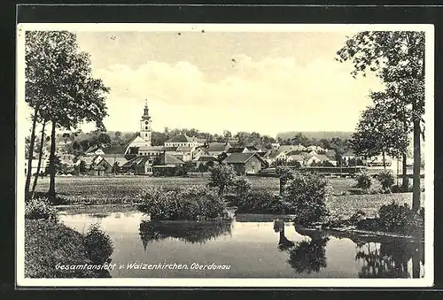 AK Waizenkirchen /Oberdonau, Gesamtansicht mit Teich