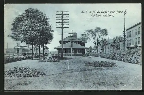 AK Elkhart, IN, L. S. & M. S. Depot and Park, Bahnhof