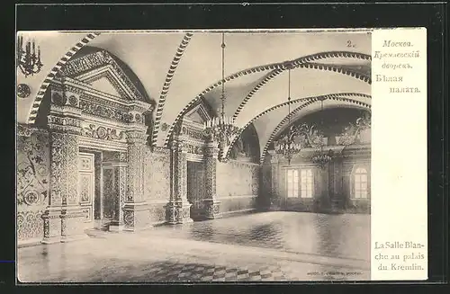 AK Moskau, Kreml, La Salle Blanche au palais, Rotes Kreuz Russland