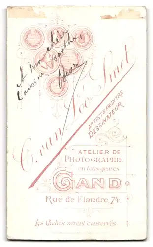 Fotografie C. van Loo-Smet, Gand, Rue de Flandre 74, Portrait modisch gekleideter Herr mit Bart