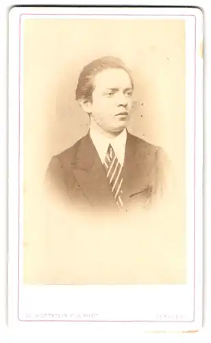 Fotografie Ed. Wettstein, Verviers, 34, Rue de la Tranchée, Portrait junger Herr im Anzug mit Krawatte