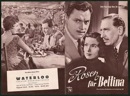 Filmprogramm Hausprogramm, Rosen für Bettina, Ivan Desny, Willy Birgel, Regie: G. W. Pabst