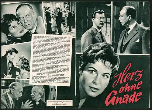 Filmprogramm Hausprogramm, Herz ohne Gnade, Barbara Rütting, Hansjörg Felmy, Regie: Victor Tourjansky