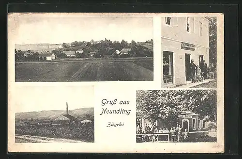 AK Neundling, Ziegelei, Leeb`s Gasthaus