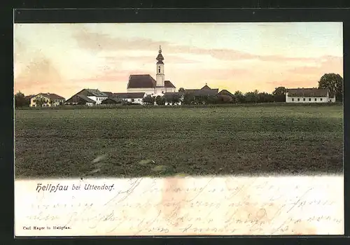 AK Hellpfau b. Uttendorf, Totalansicht mit Kirche